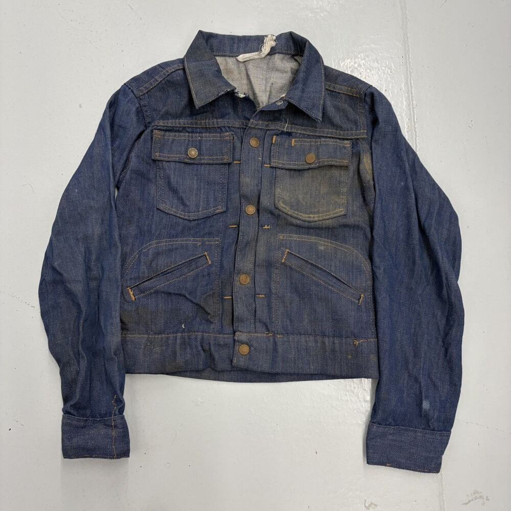 Vintage 60s JCPenney Dark Wash Selvedge Boxy Denim Jacket